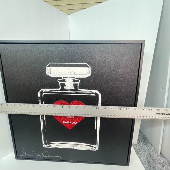 ‘I Love Chanel’ NO.5 Art Giclee Canvas Print Signed Shane Bowden Red Glitter 20” - Picture 10 of 16